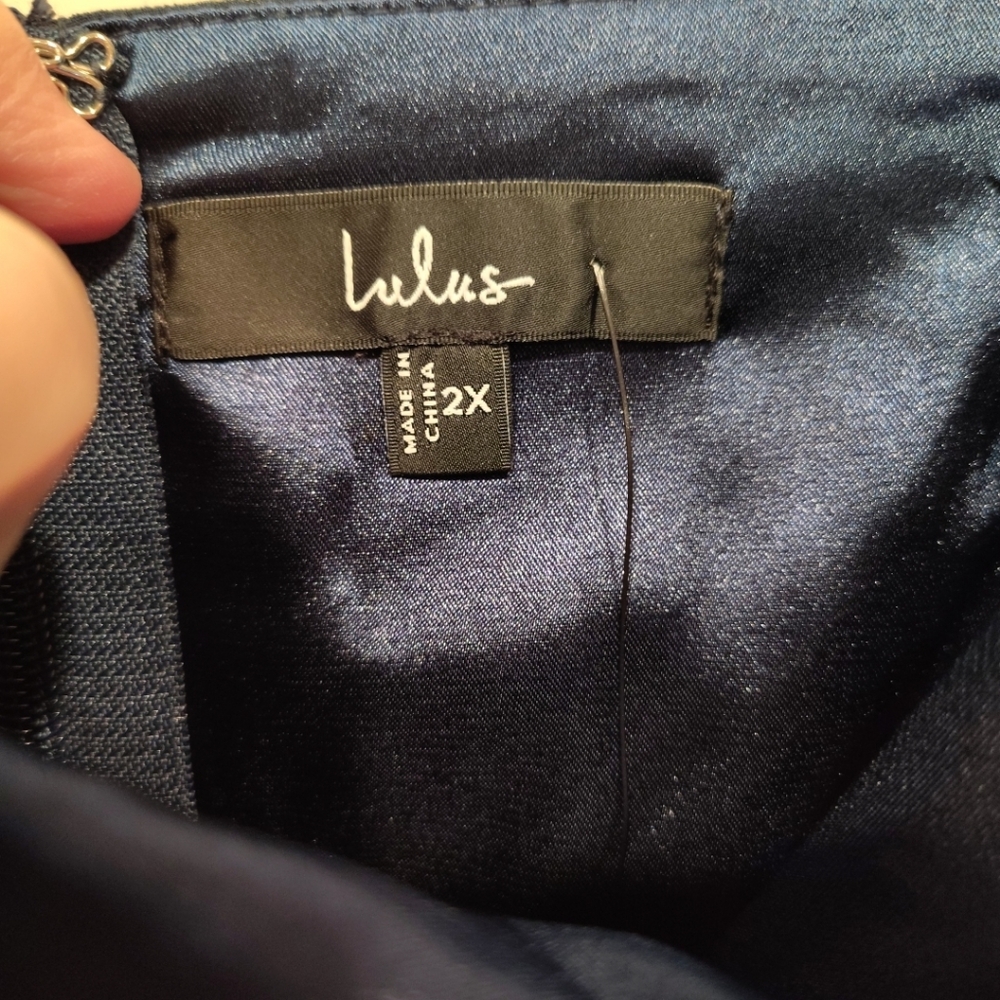 Lulus NWT Navy Blue Love Me Forever Tie Strap Square Neck Formal Maxi Dress 2X - Picture 4 of 9